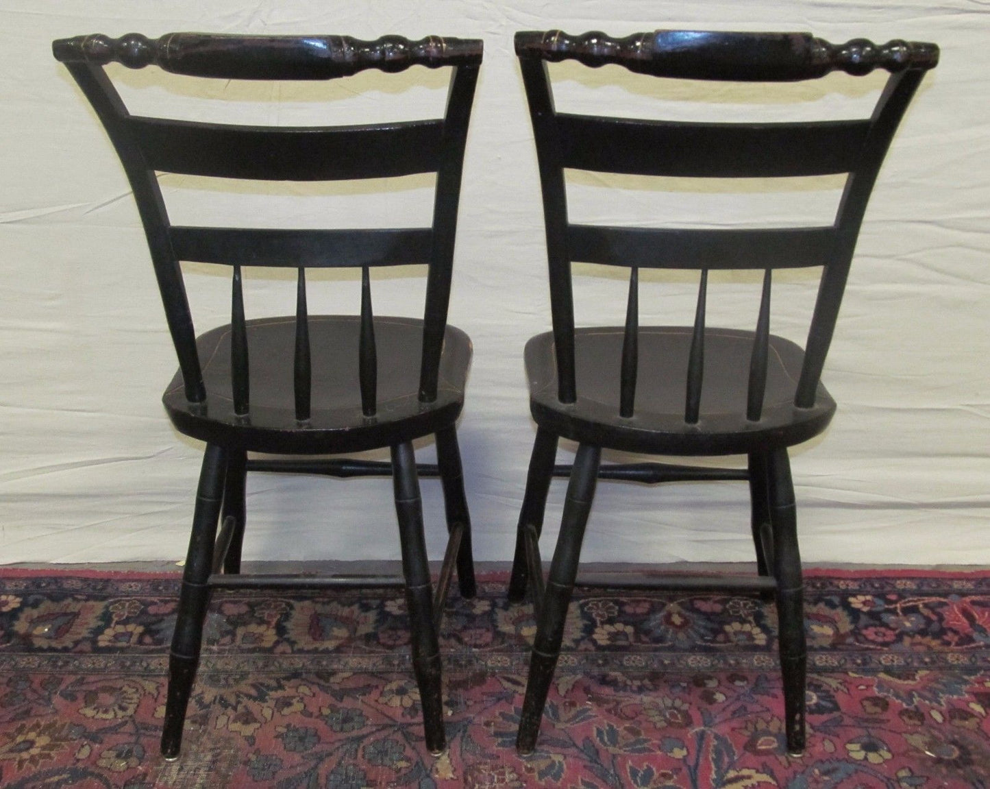 SET OF SIX SHERATON WINDSOR PILLOWBACK FANCY CHAIRS WITH PAINT STENCILED DESIGNS