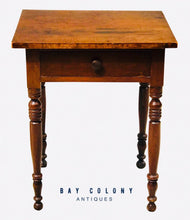 Load image into Gallery viewer, 19TH C ANTIQUE SHERATON COUNTRY PRIMITIVE NEW ENGLAND WORK TABLE / NIGHTSTAND