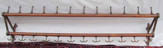 INDUSTRIAL MACHINE AGE  68" 19TH CENTURY 12 STATION COAT & HAT HANGER RACK