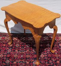 Load image into Gallery viewer, ULTRA HIGH QUALITY SOLID TIGER MAPLE QUEEN ANNE STYLED TEA TABLE ON PAD FEET