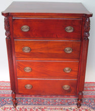 Load image into Gallery viewer, EXCEPTIONALLY FINE SOLID MAHOGANY SHERATON LINGERIE CHEST WITH PINEAPPLE COLUMNS