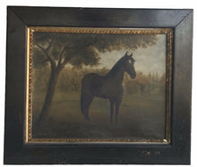 Load image into Gallery viewer, 19TH C ANTIQUE FOLK ART HORSE / EQUINE PAINTING M.E SLAYTON 1897