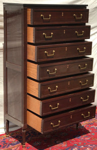 RARE FINE FRENCH DIRECTOIRE STYLED 7 DRAWER MARBLE TOPPED TALL CHEST-PRICE CUT!
