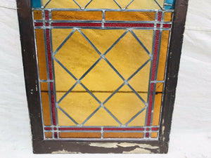 19TH C ANTIQUE VICTORIAN STAINED GLASS WINDOW