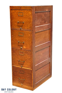 Antique Oak 4 Drawer Wood File Cabinet - Weis Furniture Company