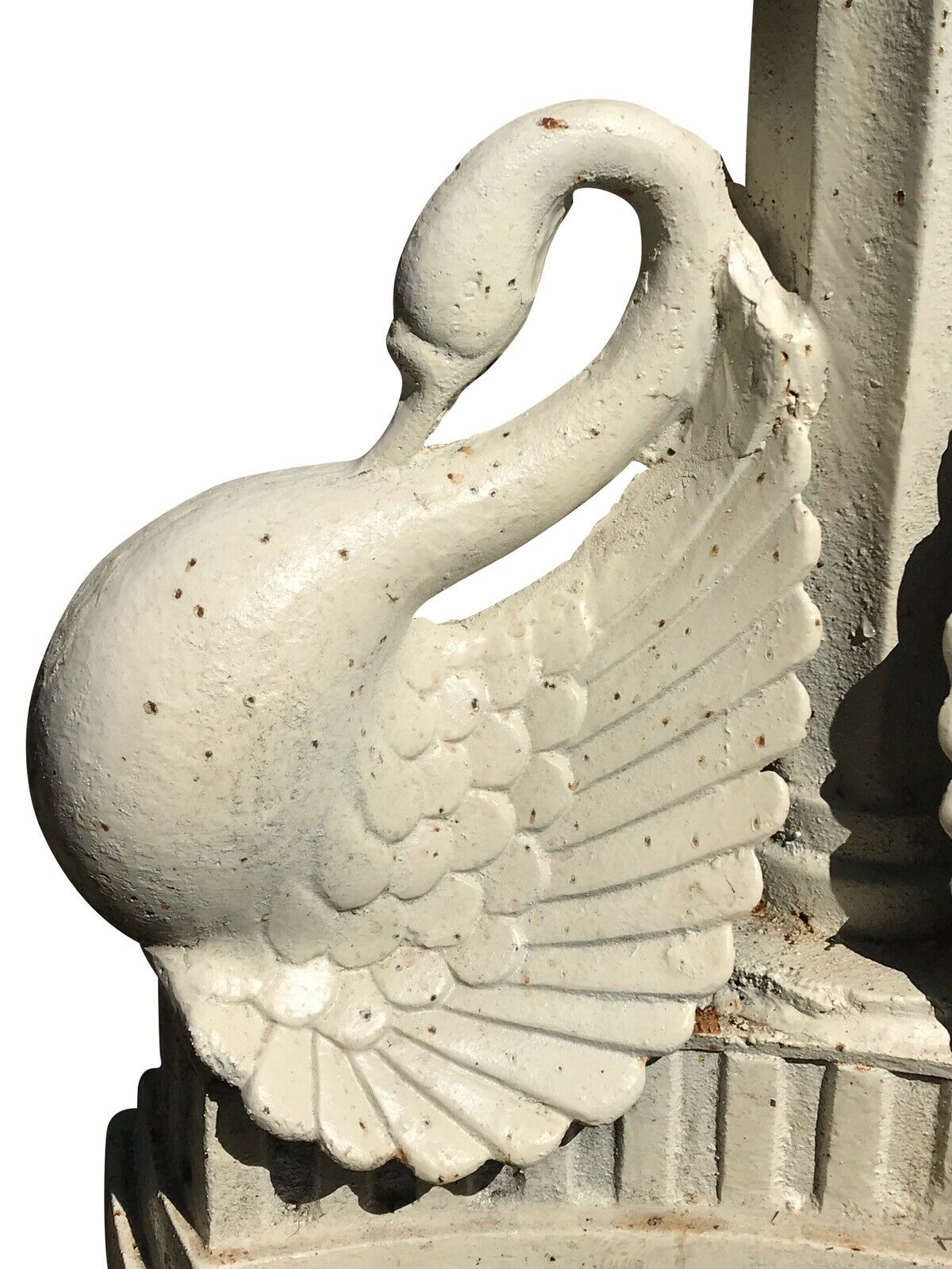 20TH C VINTAGE CAST IRON FIGURAL SWAN BIRD BATH ~ GARDEN / ARCHITECTURAL