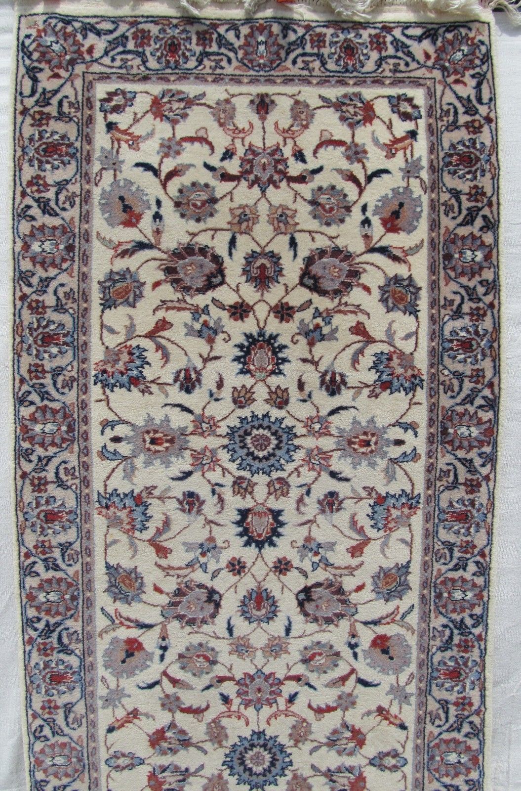 IVORY KASHAN RUNNER WITH SHAH ARABESQUE & FLORAL DESIGNS 12'6" x 2'7"