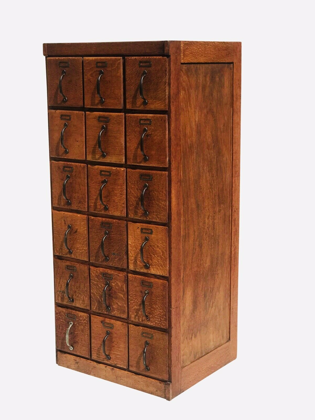 EARLY 20TH C ANTIQUE ARTS & CRAFTS / MISSION OAK INDUSTRIAL INDEX FILE CABINET