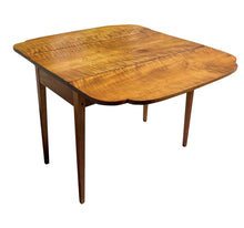 Load image into Gallery viewer, Antique Federal Period Hepplewhite Tiger Maple Drop Leaf Table With Ovolo Top
