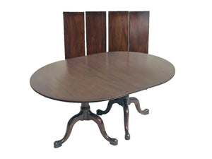 20TH C HENKEL HARRIS DOUBLE PEDESTAL MAHOGANY DINING TABLE ~~ EXPANDS TO 9+ FEET