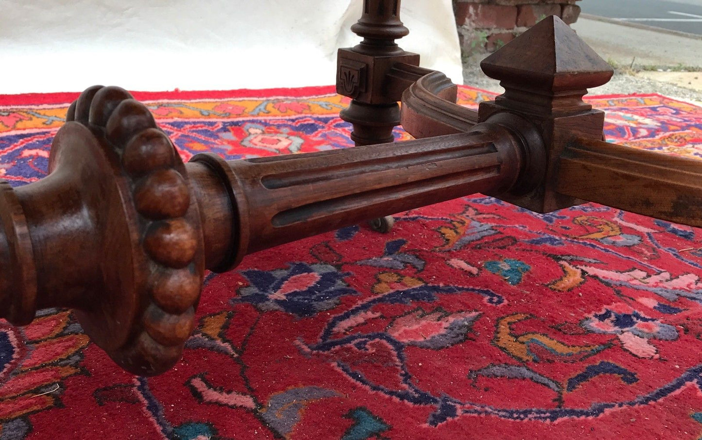 LARGE VICTORIAN MARBLE TOPPED CENTER TABLE ATTRIBUTED TO THOMAS BROOKS