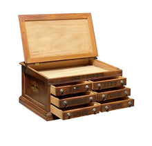 Load image into Gallery viewer, Antique Victorian Oak Six Drawer Merrick&#39;s Spool Cabinet - Original Eagle Decals