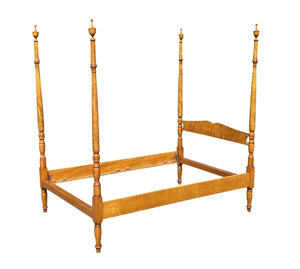 Vintage Federal Style Tiger Maple Full Size Four Poster Bed