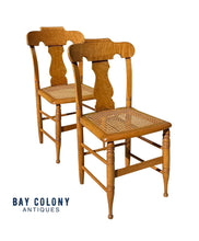 Load image into Gallery viewer, Pair of Federal Bird&#39;s Eye Maple New York Side Chairs Signed S. Ely - Circa 1830