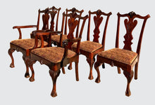 Load image into Gallery viewer, RARE &amp; UNUSUAL ANTIQUE SET OF SIX CHIPPENDALE MAHOGANY DINING BALL &amp; CLAW CHAIRS