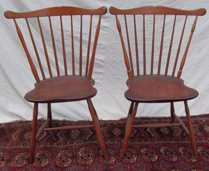 REMARKABLE PAIR OF RARE FEDERAL PERIOD WINDSOR FAN BACK CHAIRS