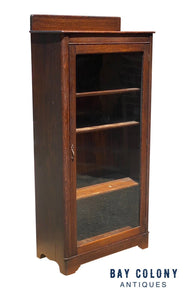 Antique Arts & Crafts Tiger Oak Single Door Bookcase / China Cabinet