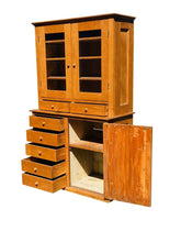 Load image into Gallery viewer, 19TH C COUNTRY PRIMITIVE ANTIQUE SHAKER MAPLE CABINET / STEP BACK CUPBOARD HUTCH