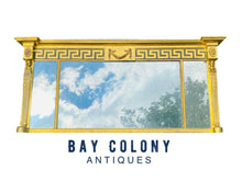 Load image into Gallery viewer, 19TH C ANTIQUE VICTORIAN EGYPTIAN REVIVAL 3 PANEL GOLD GILT OVER MANTLE MIRROR
