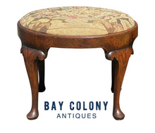 Load image into Gallery viewer, 18TH C ANTIQUE QUEEN ANNE WALNUT NEEDLEPOINT FOOTSTOOL