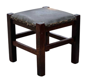 20th C Antique Barber Bros Chair Co Tiger Oak Footstool ~ Grand Rapids Michigan