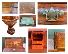 Load image into Gallery viewer, 18th C Antique Boston Mahogany Chippendale Oxbow Desk W/ Ball &amp; Claw Feet