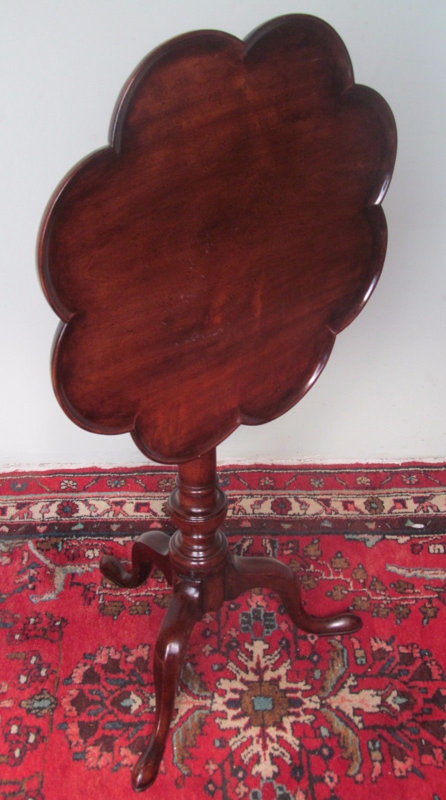 18TH CENTURY CHIPPENDALE SCALLOPED TRAY TOP MAHOGANY KETTLE STAND-OUTSTANDING!