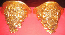 Load image into Gallery viewer, PAIR-LARGE POWERFULLY CARVED BLACK FOREST BLACK WALNUT WALL SHELVES-NESTING BIRD