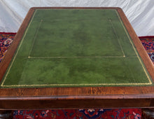 Load image into Gallery viewer, VICTORIAN OAK GOTHIC STYLE PARTNER&#39;S DESK - OUTSTANDING GREEN LEATHER TOP