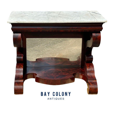 Antique Federal Philadelphia Figured Mahogany Marble Top Petticoat Console Table