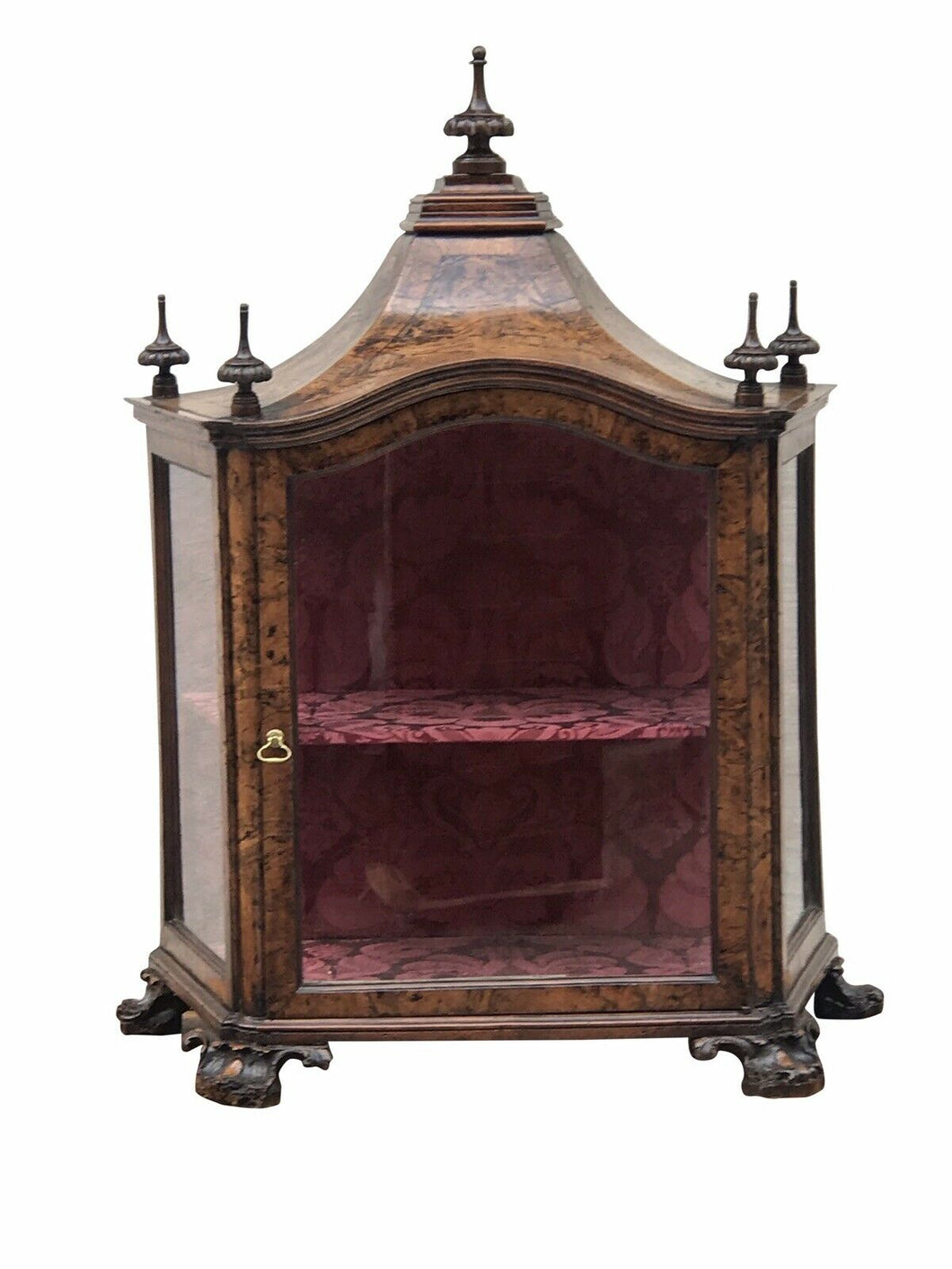 18TH C QUEEN ANNE PERIOD OYSTER WOOD VITRINE / CABINET