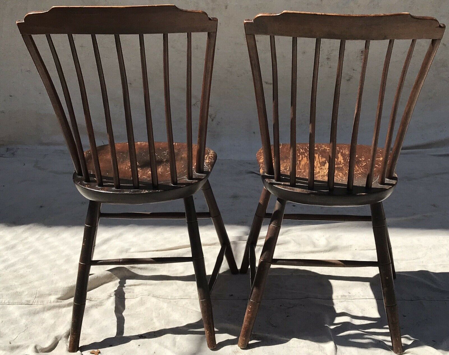 SET OF 6 PINE THUMB BACK COUNTRY PRIMITIVE ANTIQUE WINDSOR CHAIRS