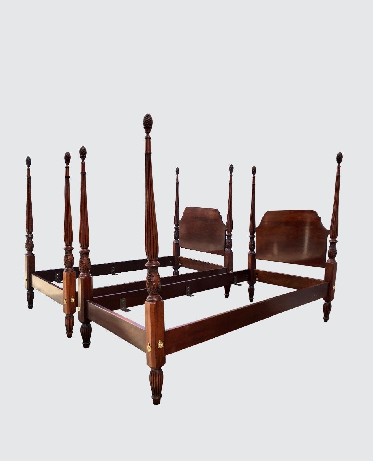 PAIR COUNCIL CRAFTSMAN FOUR POSTER TWIN MAHOGANY BEDS-THE FINEST!