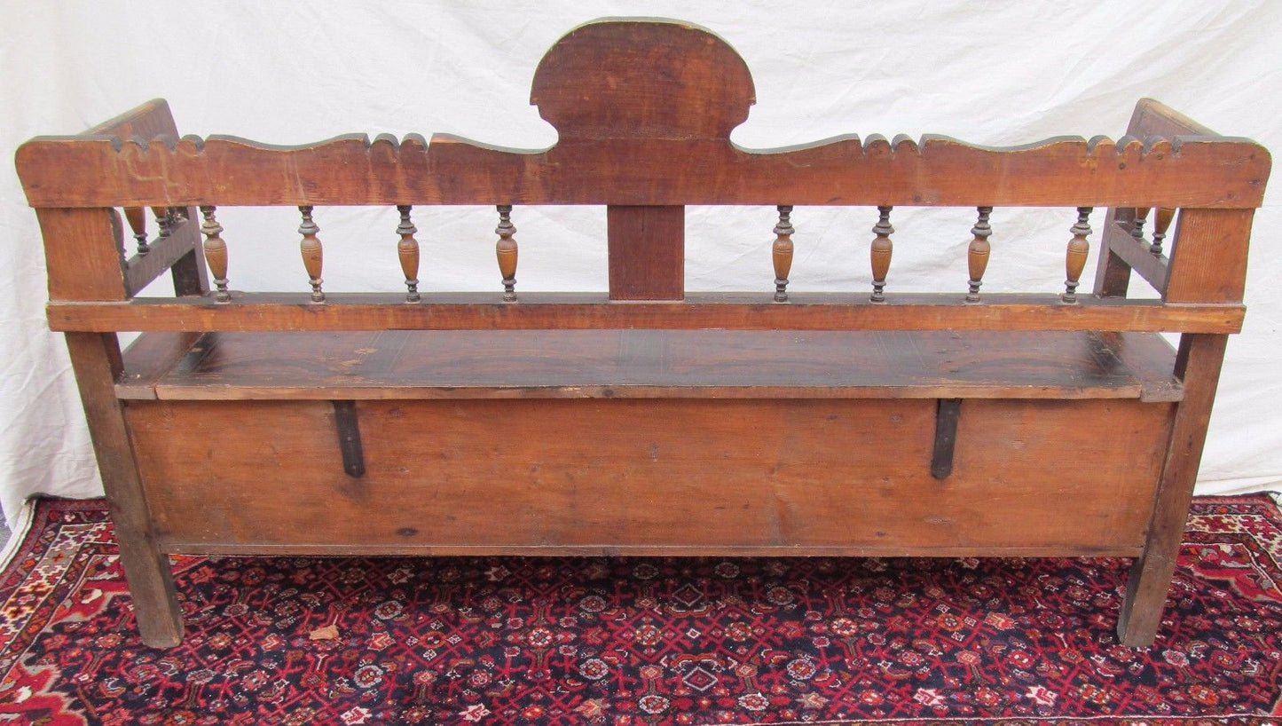 SUPERB EARLY 19TH CENTURY GRAIN PAINTED SETTLE BENCH-EXCEPTIONAL SPECIMEN-LOOK!