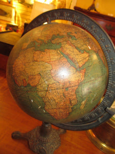 ANTIQUE W & AK JOHNSON 8" TERRESTRIAL GLOBE ON ORIGINAL STAND