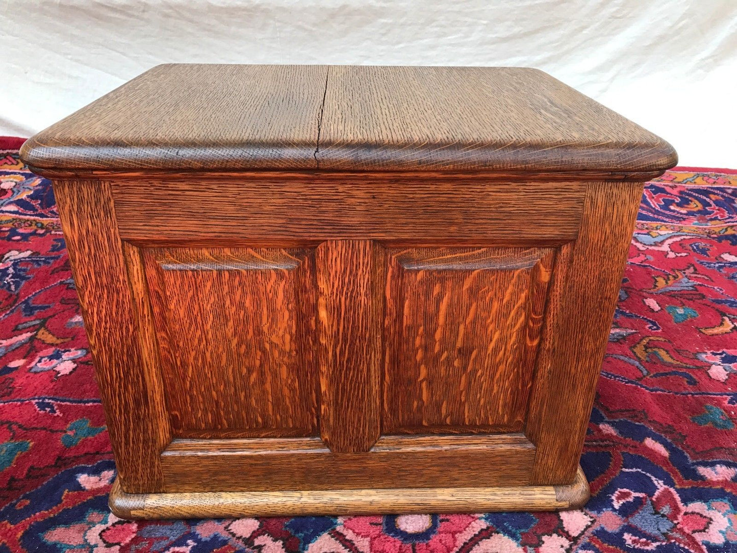 VICTORIAN TIGER OAK RAISED PANEL 3 DRAWER DESKTOP FILE CABINET