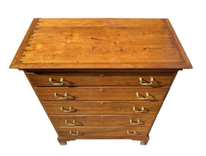 18th C Antique Cherry New England Chippendale Chest of Drawers / Dresser