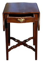 Load image into Gallery viewer, 20th C Antique Chippendale Mahogany Drop Leaf Pembroke Table W Pierced Stretcher