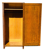 Load image into Gallery viewer, 19TH C ANTIQUE VICTORIAN TIGER OAK WARDROBE / CABINET