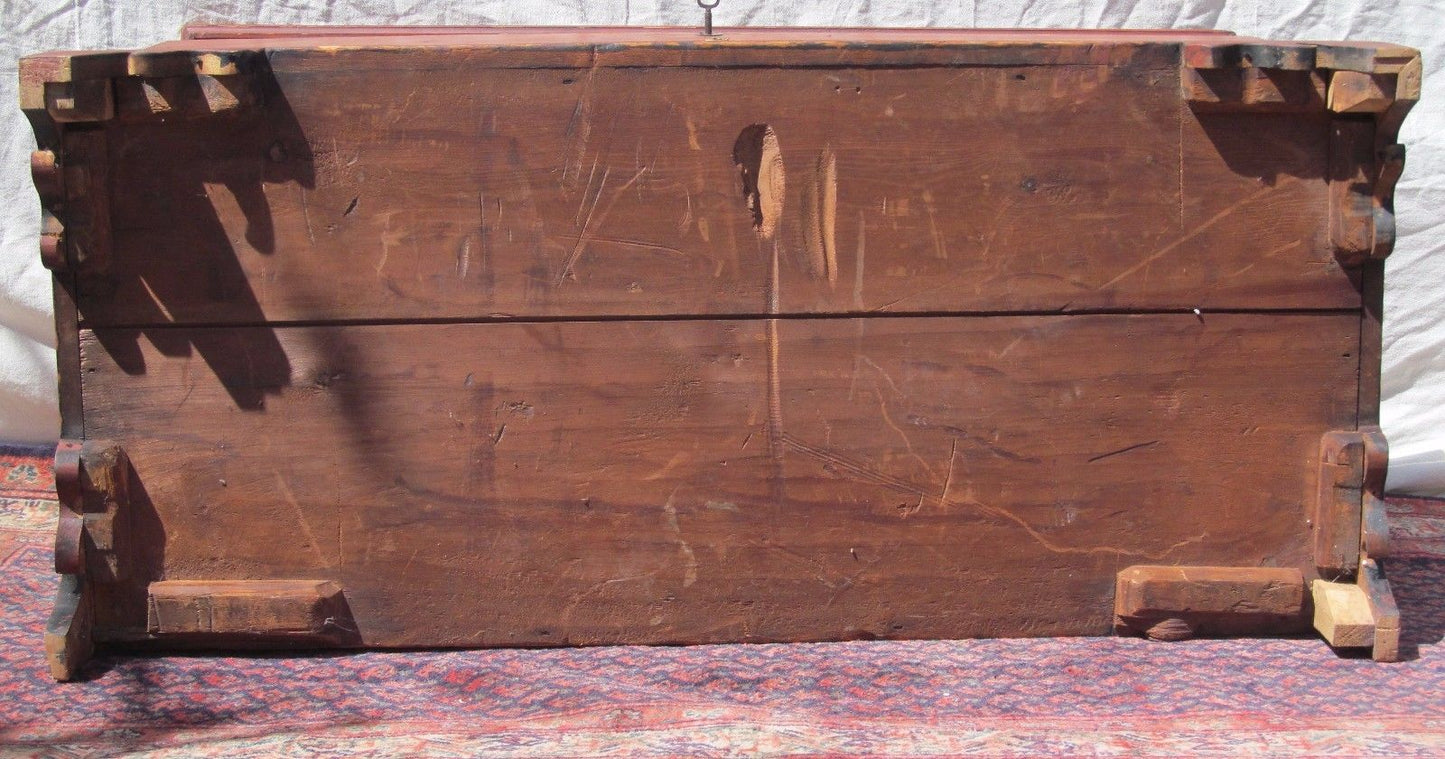 EARLY 19TH CENTURY CHIPPENDALE STYLE PAINTED BLANKET CHEST ON BRACKET FEET