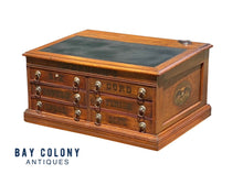 Load image into Gallery viewer, Antique Victorian Oak Six Drawer Merrick&#39;s Spool Cabinet - Original Eagle Decals