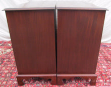 Load image into Gallery viewer, PAIR OF CHIPPENDALE SERPENTINE INLAID MAHOGANY BACHELORS DRESSERS BY J. GERTE