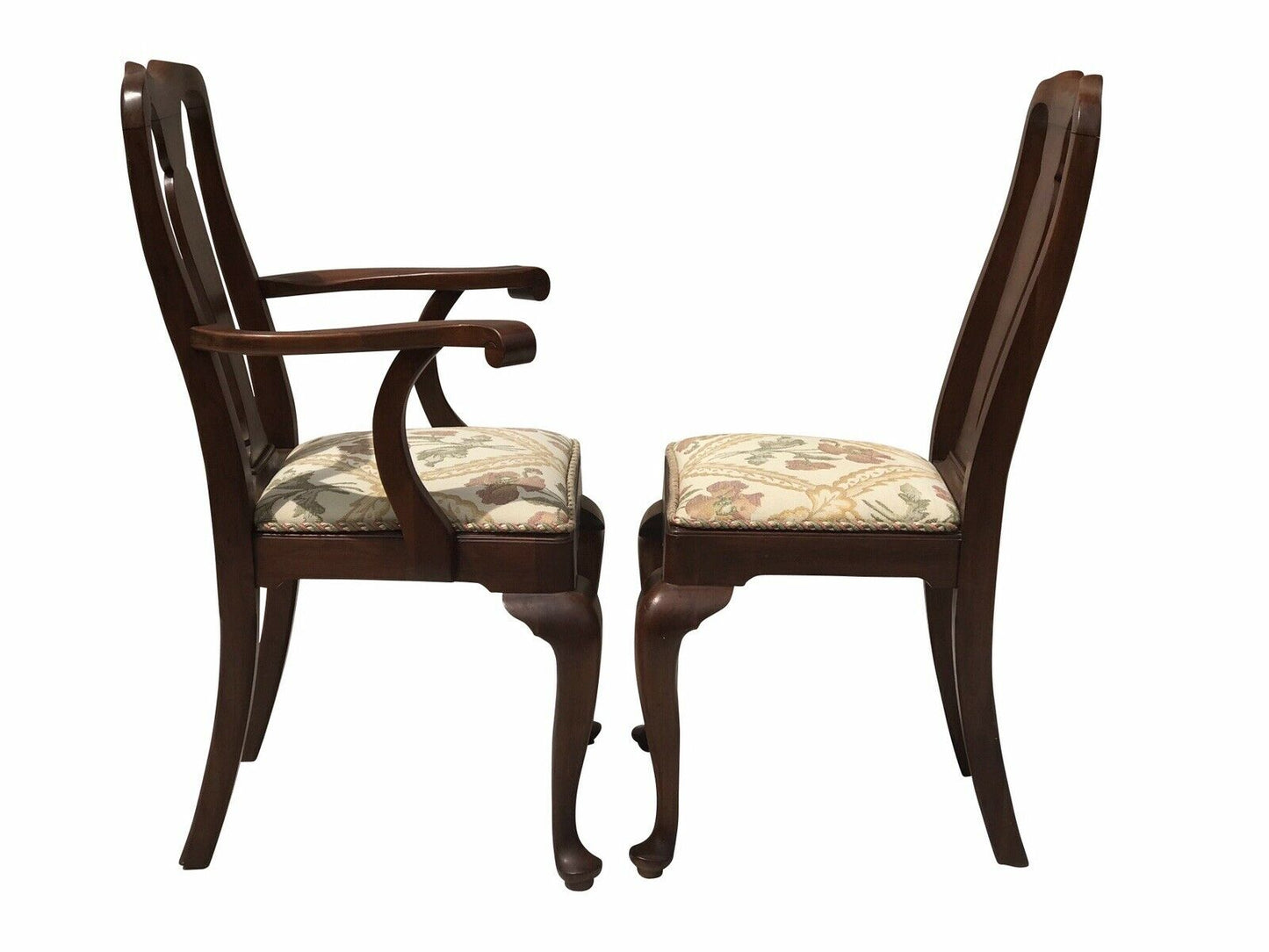 20TH C HENKEL HARRIS SET OF 6 QUEEN ANNE ANTIQUE STYLE WALNUT DINING CHAIRS