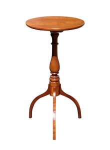 Federal Style New England Cherry Candlestand With Rare Tripod Spider Legs