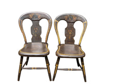 Load image into Gallery viewer, Antique Country Primitive Set of 6 Fancy Paint Hoop Back Windsor Chairs