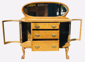 19TH C ANTIQUE VICTORIAN TIGER OAK LARKIN SERVER / SIDEBOARD ~ CLEAN