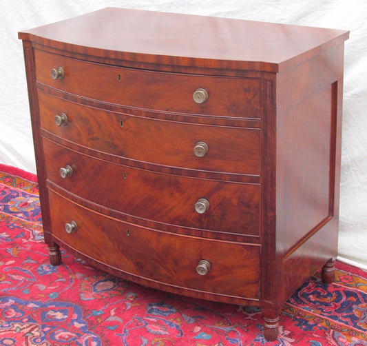 FEDERAL PERIOD PHILADELPHIA BOW FRONT MAHOGANY DRESSER