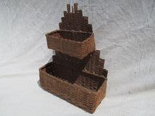 Load image into Gallery viewer, ANTIQUE DOUBLE TIERED SPLINT WOVEN WALL BASKET