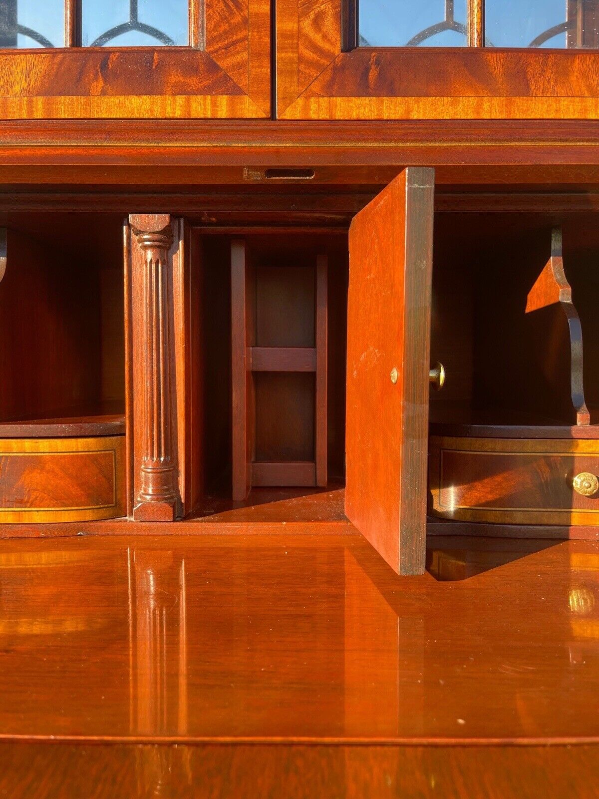 Federal Style Mahogany Secretary Desk by Councill Craftsmen - Secret Compartment