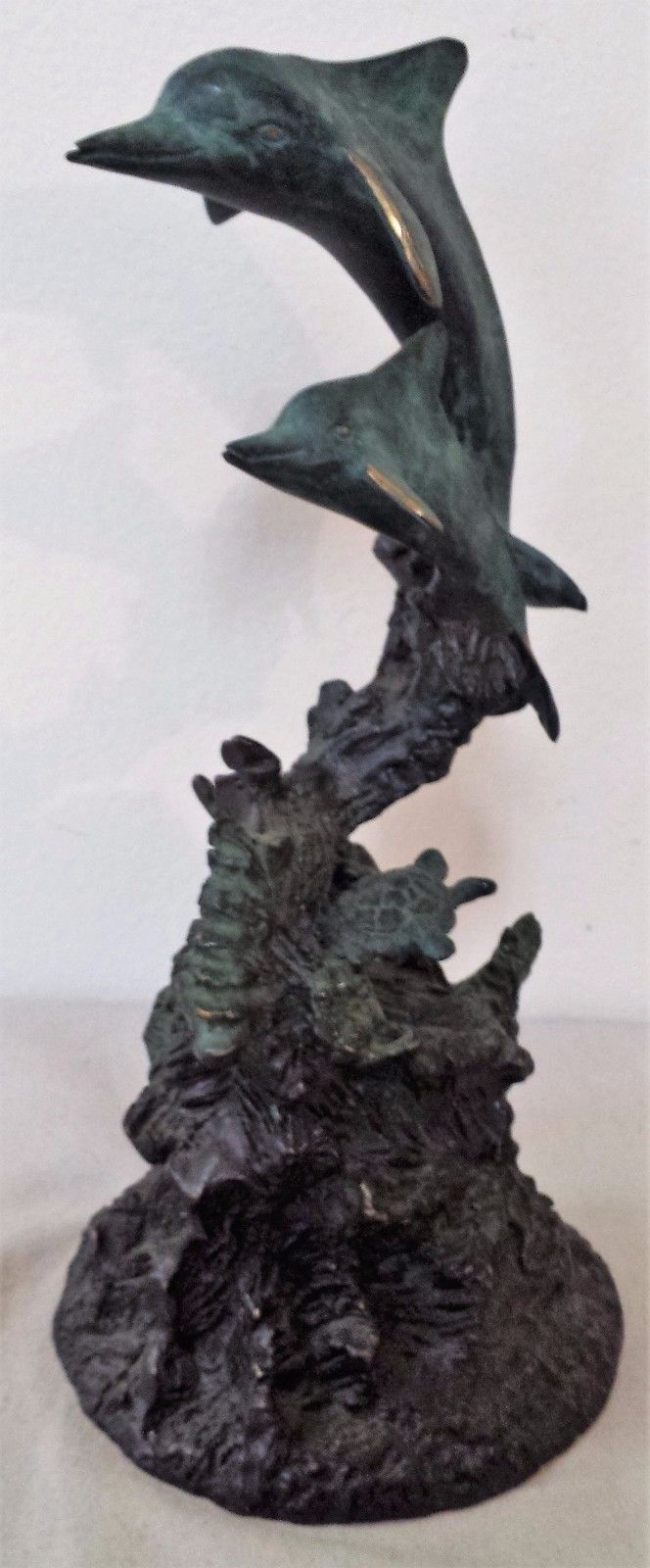 BRONZE STATUE OF DOLPHINS ON REEF BY FAMED NATURALIST ARTIST DAN PARKER-FABULOUS